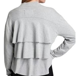 AIKO Heathered Gray Tiered‎ Ruffled Open Front Knit Cardigan 12-6012 Size XS